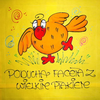 [Db54] Poduszka bawełniana Poducha Faceta z Dużym Ptakiem